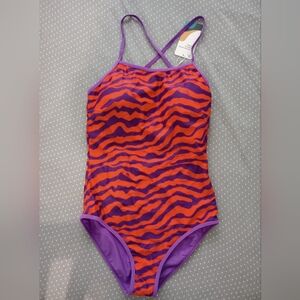 NWT Purple and Orange Women's One Piece Swimsuit M Medium